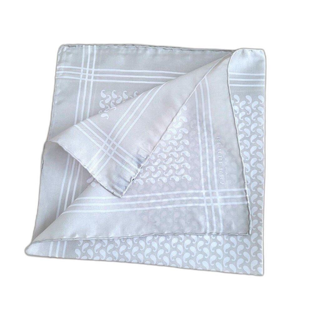 Burberry Mini Paisley Gray Silk Pocket Square